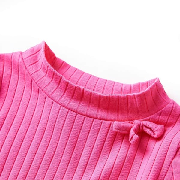 vidaXL T-shirt med långa ärmar för barn ribbstickad stark rosa 92