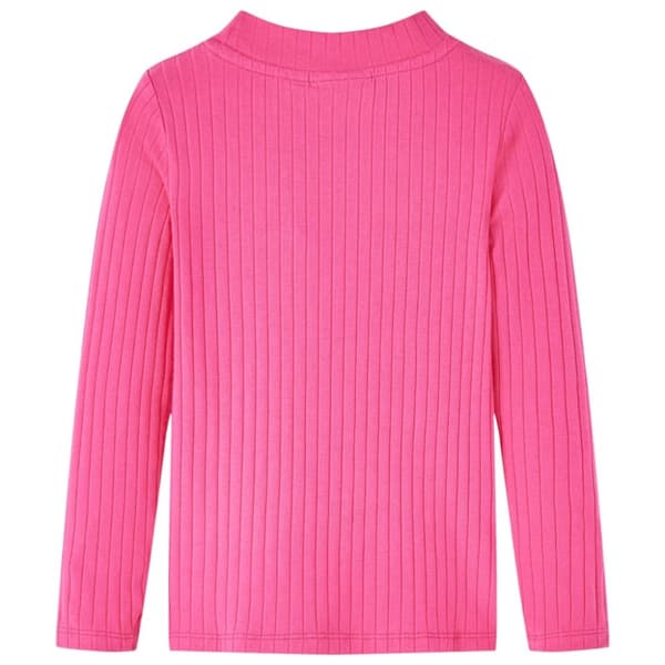 vidaXL T-shirt med långa ärmar för barn ribbstickad stark rosa 92