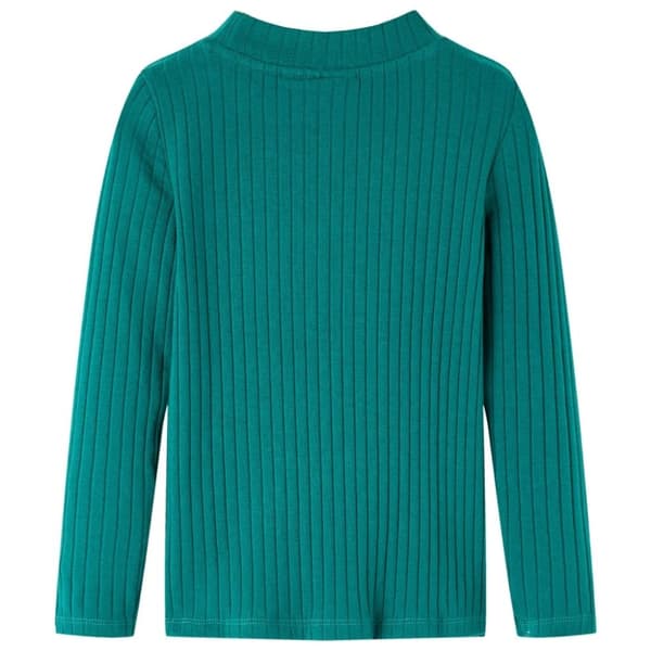 vidaXL T-shirt med långa ärmar för barn ribbstickad mörkgrön 128