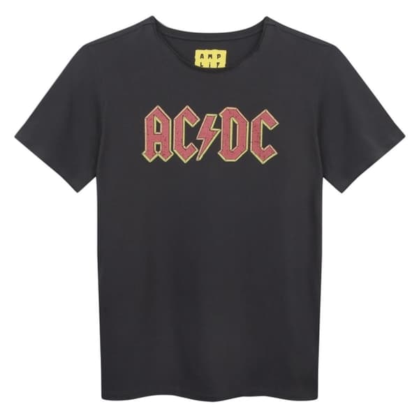 Ac/Dc: Logo Amplified Vintage Charcoal Kids T-Shirt 5/6 Years