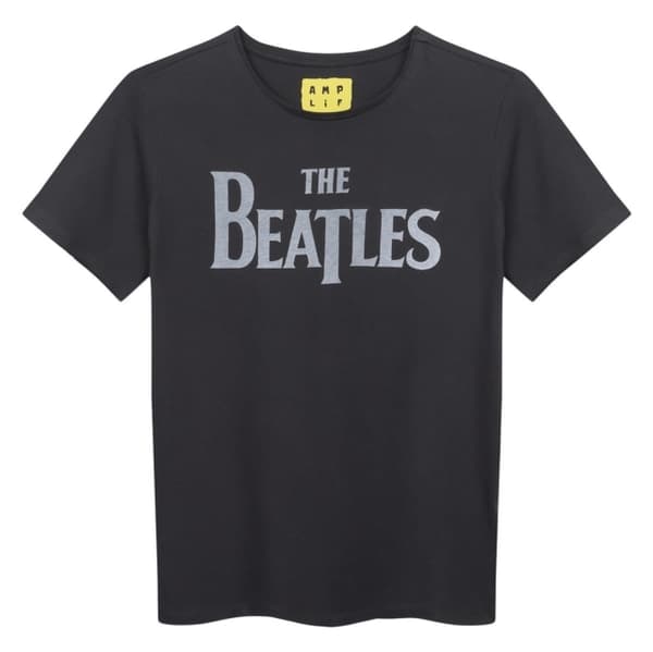 Beatles: Logo Amplified Vintage Charcoal Kids T-Shirt 9/10 Years