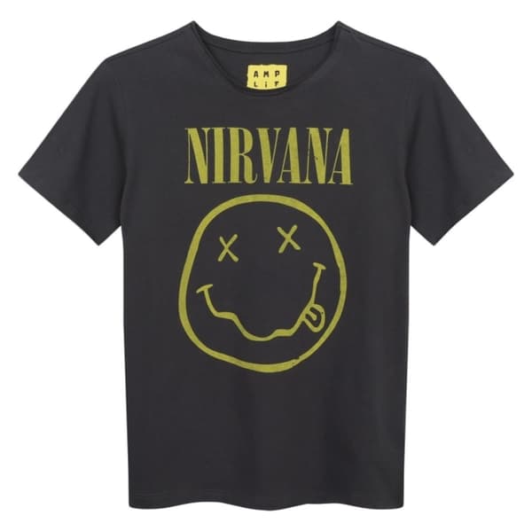 Nirvana: Smiley Face Amplified Vintage Charcoal Kids T-Shirt 9/10 Years