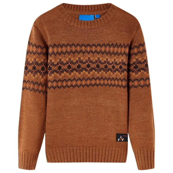 vidaXL Sweater til børn str. 104 strikket cognacfarvet