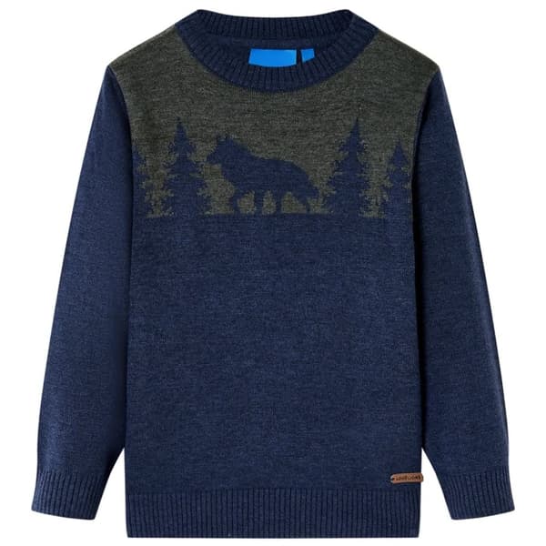 vidaXL Sweater til børn str. 128 strikket marineblå