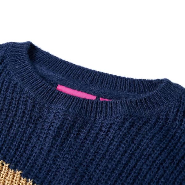 vidaXL Sweater til børn str. 104 strikket marineblå