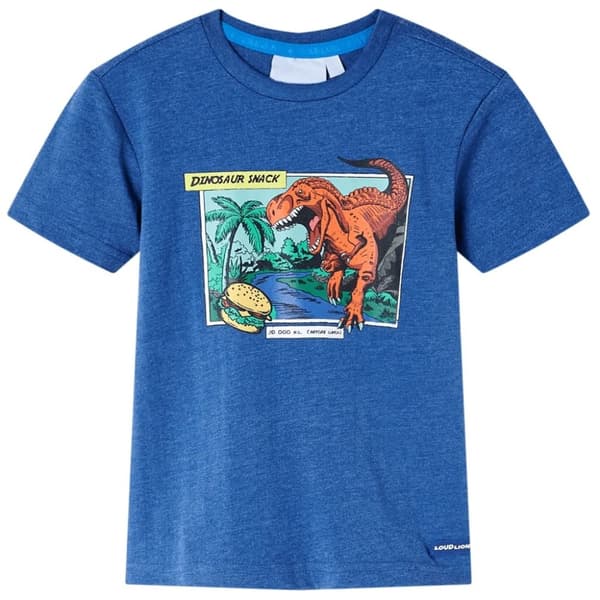 vidaXL T-shirt för barn mörkblå melange 140