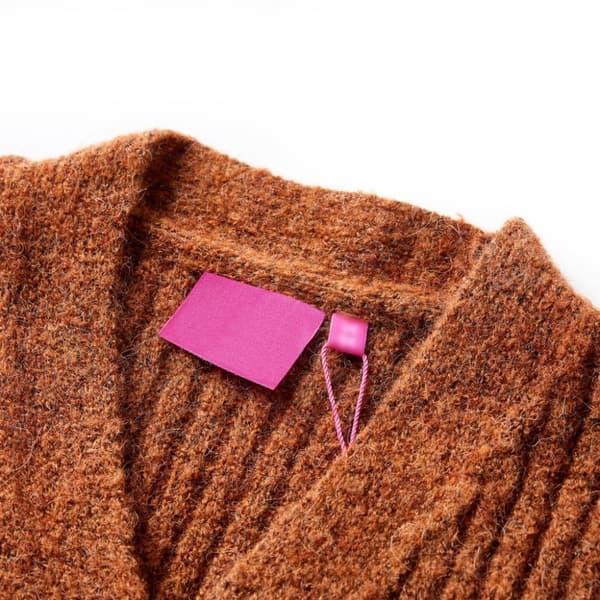 vidaXL Cardigan for barn strikket konjakk 104