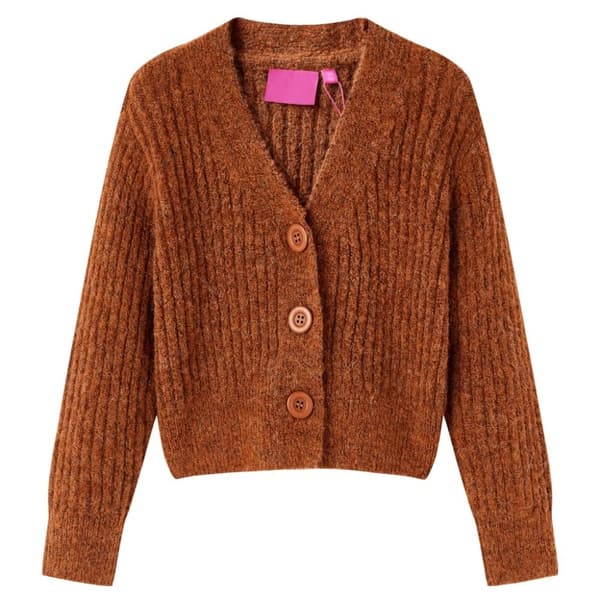 vidaXL Cardigan for barn strikket konjakk 104