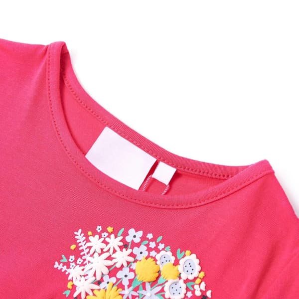 vidaXL T-shirt för barn stark rosa 128