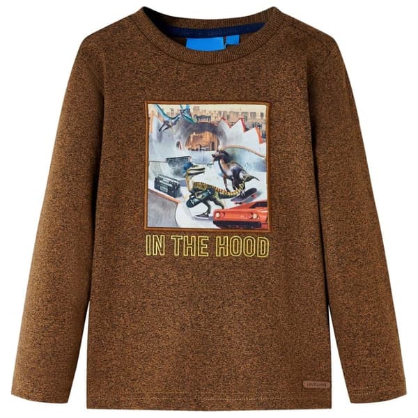 vidaXL Langærmet T-shirt til børn str. 116 cognacmeleret