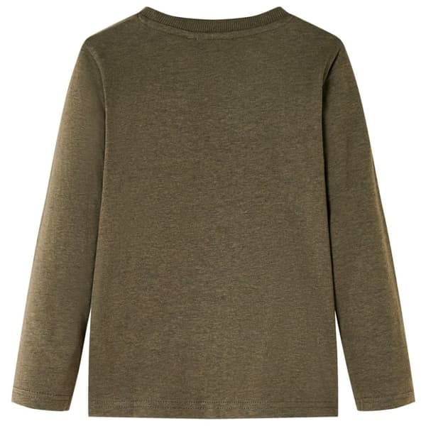vidaXL Lasten pitkähihainen T-paita meleerattu khaki 116