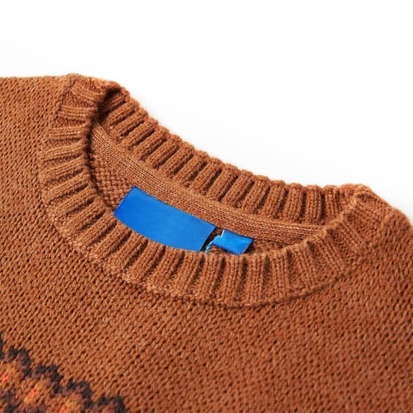 vidaXL Sweater til børn str. 128 strikket cognacfarvet