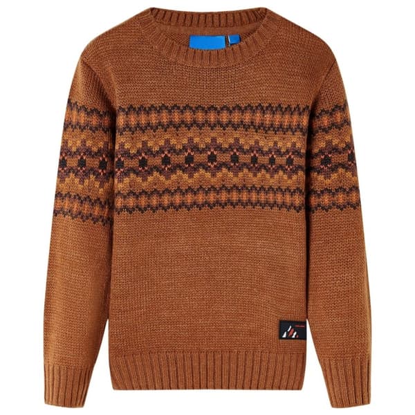 vidaXL Sweater til børn str. 92 strikket cognacfarvet