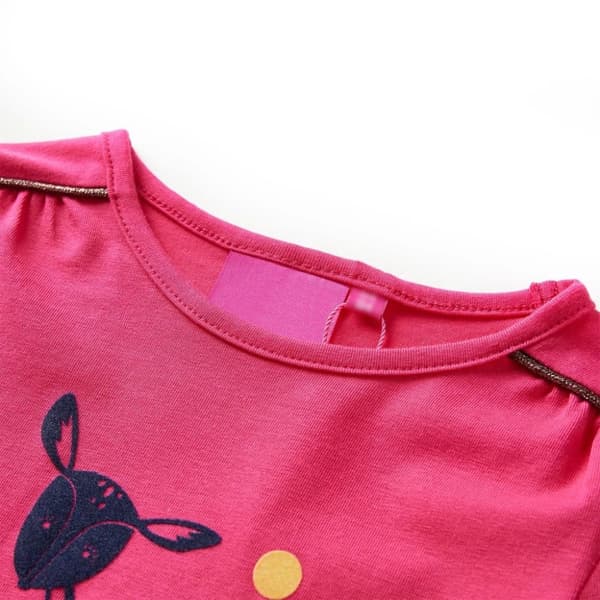vidaXL T-shirt med långa ärmar för barn stark rosa 104