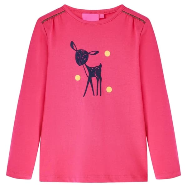 vidaXL T-shirt med långa ärmar för barn stark rosa 104
