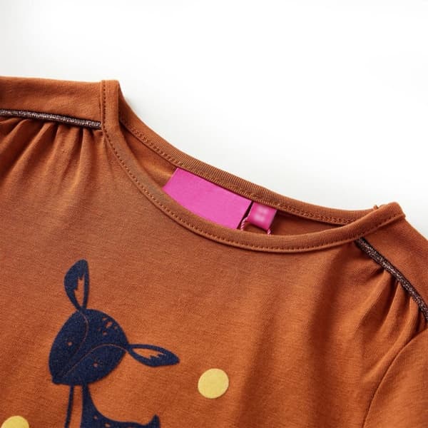vidaXL T-shirt med långa ärmar för barn konjaksbrun 104