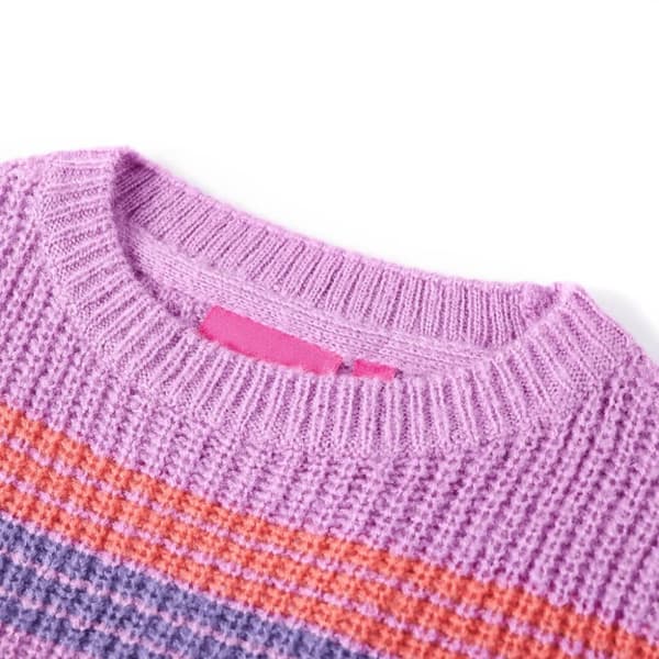 vidaXL Stickad tröja med ränder för barn lila och rosa 128