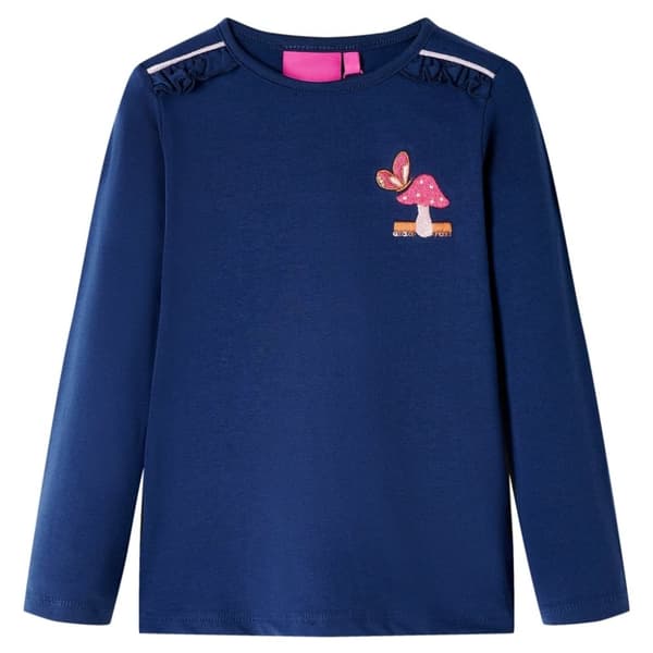 vidaXL Langærmet T-shirt til børn str. 104 marineblå