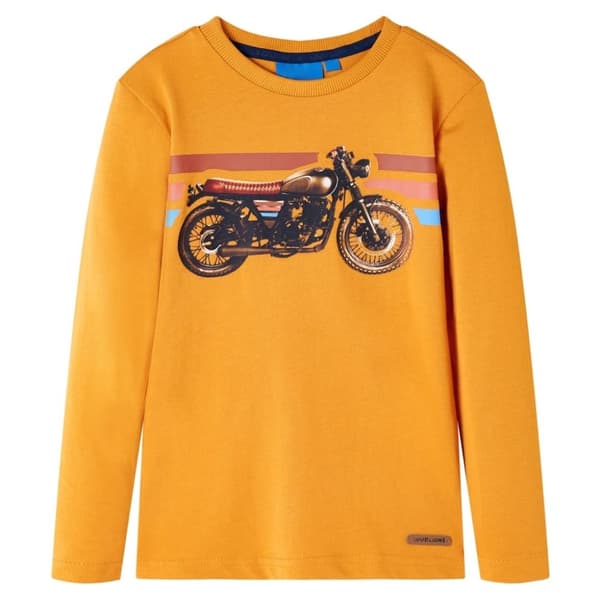 vidaXL Langærmet T-shirt til børn str. 128 okkergul
