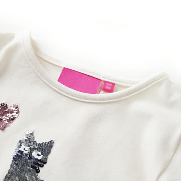 vidaXL T-shirt med långa ärmar för barn ecru 140