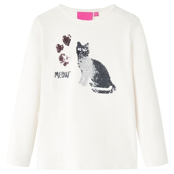vidaXL T-shirt med långa ärmar för barn ecru 140