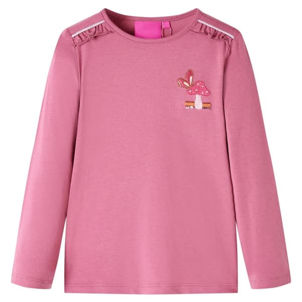 vidaXL T-shirt med långa ärmar för barn hallonrosa 116