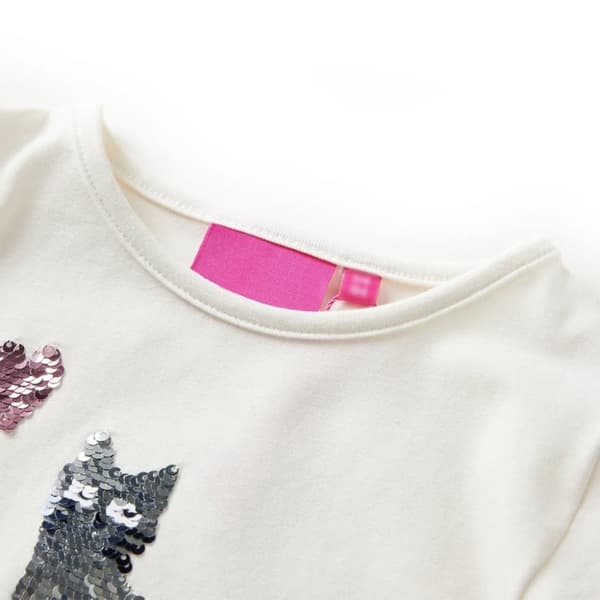 vidaXL T-shirt med långa ärmar för barn ecru 128