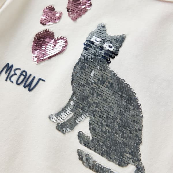 vidaXL T-shirt med långa ärmar för barn ecru 128