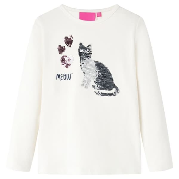 vidaXL T-shirt med långa ärmar för barn ecru 128