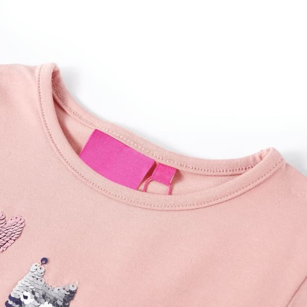 vidaXL T-shirt med långa ärmar för barn ljusrosa 104