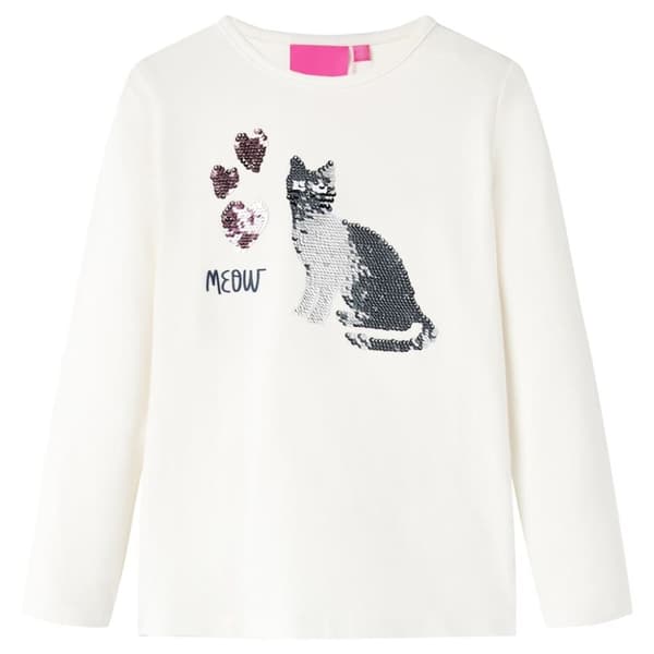 vidaXL T-shirt med långa ärmar för barn ecru 104