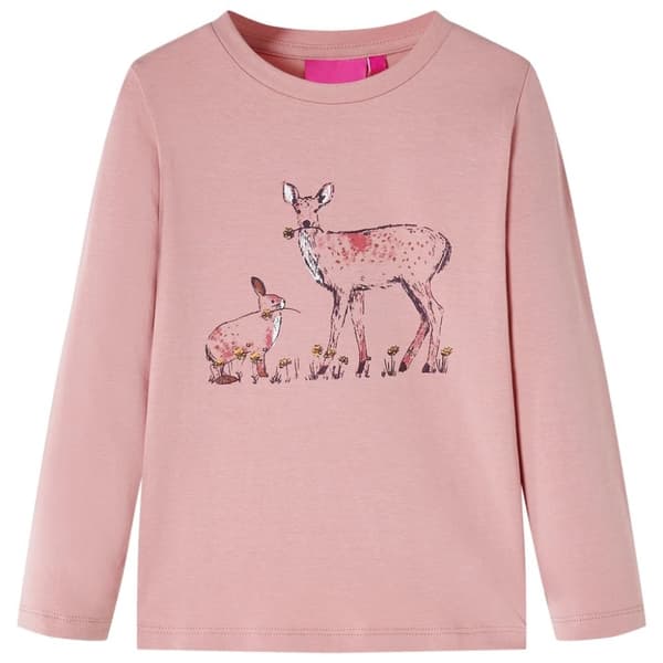 vidaXL T-shirt med långa ärmar för barnrosa 128