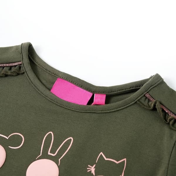 vidaXL Langærmet T-shirt til børn str. 128 kakifarvet