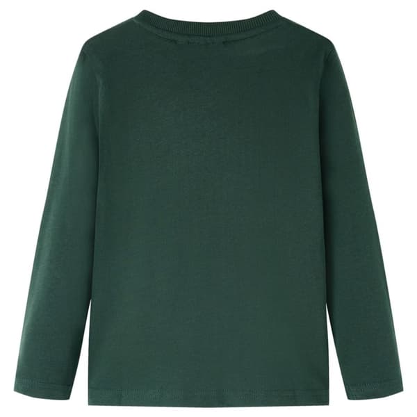 vidaXL Langærmet T-shirt til børn str. 92 mørkegrøn