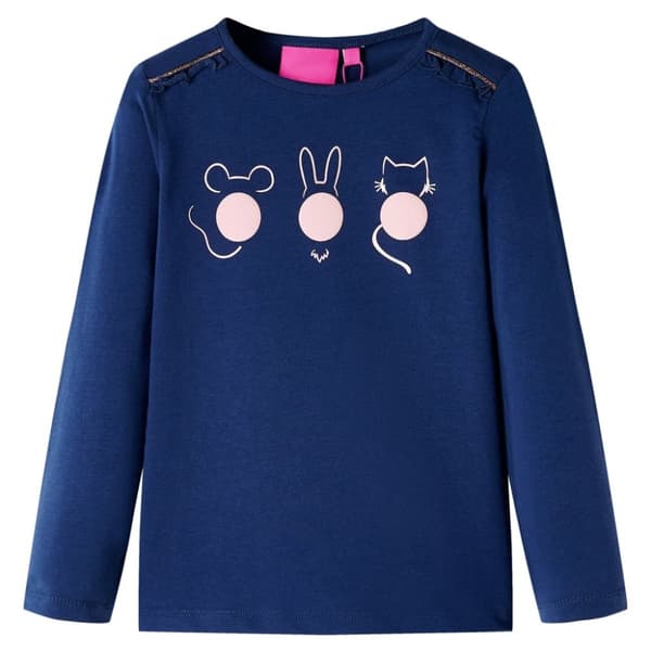 vidaXL Langærmet T-shirt til børn str. 92 marineblå