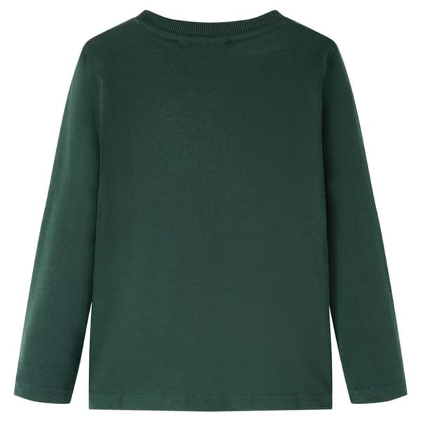 vidaXL Langærmet T-shirt til børn str. 104 mørkegrøn