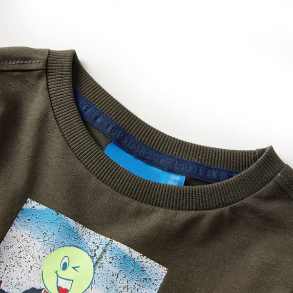 vidaXL T-shirt med långa ärmar för barn khaki 92