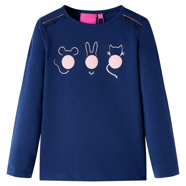 vidaXL T-shirt med långa ärmar för barn marinblå 128