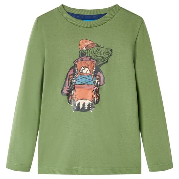vidaXL T-shirt med långa ärmar för barn ljus khaki 116