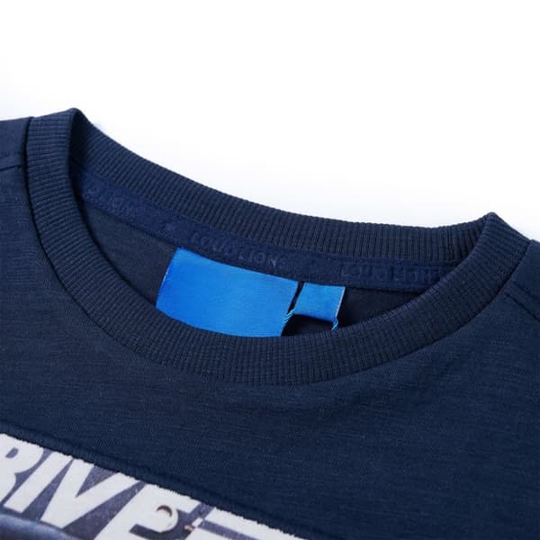 vidaXL T-shirt med långa ärmar för barn marinblå melange 116
