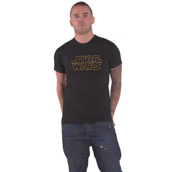 Star Wars T Shirt Logo Outline Official Mens Black