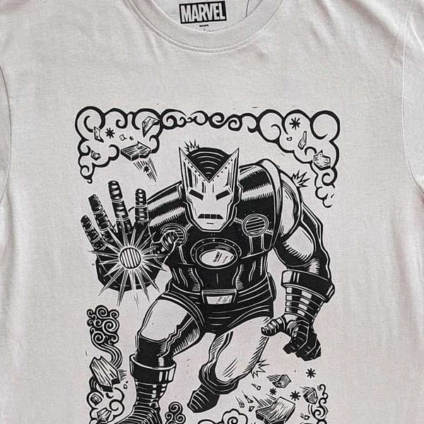 Marvel T Shirt Iron Man Sketch Official Mens Natural