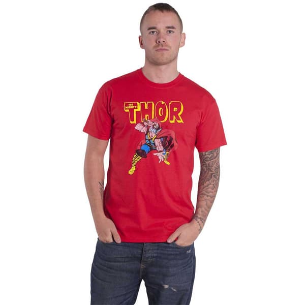 Thor T Shirt Hammer Distressed Official Mens Red