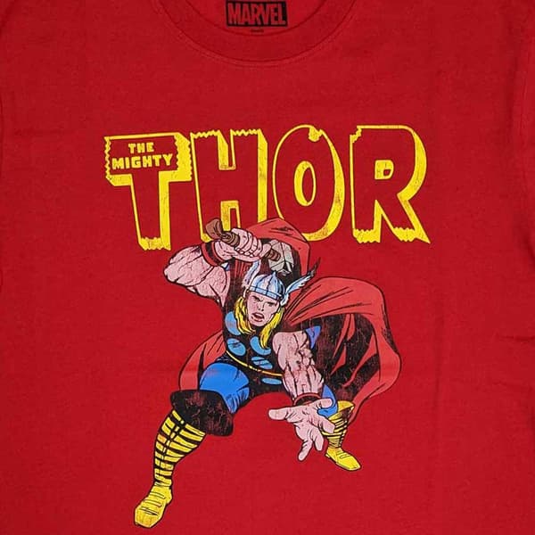 Thor T Shirt Hammer Distressed Official Mens Red