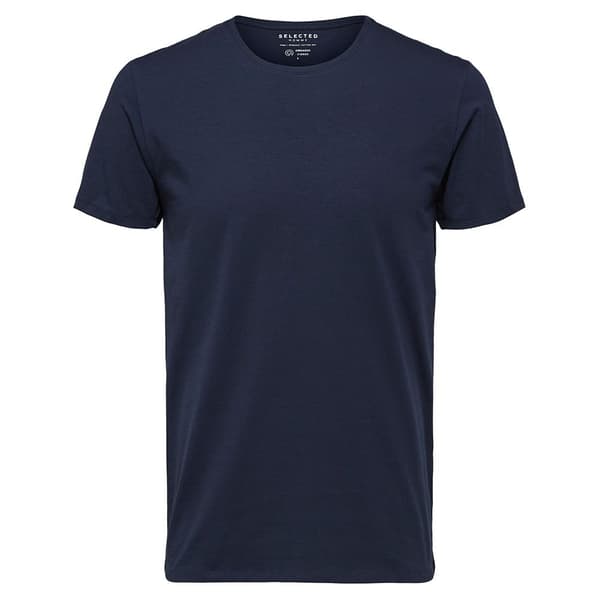 Selected Lyhythihainen O-pääntie B T-paita New Pima 3 Yksiköitä Sininen XL Mies