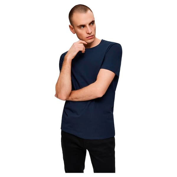 Selected Lyhythihainen O-pääntie B T-paita New Pima 3 Yksiköitä Sininen XL Mies