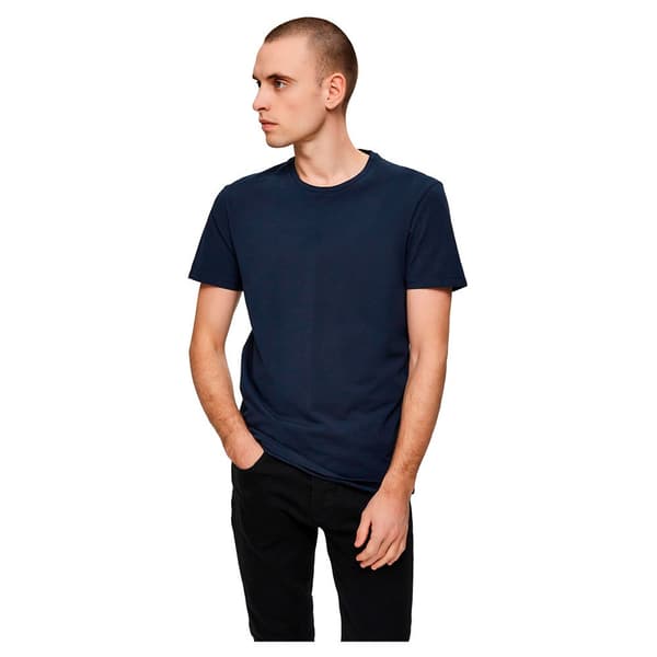 Selected Lyhythihainen O-pääntie B T-paita New Pima 3 Yksiköitä Sininen XL Mies