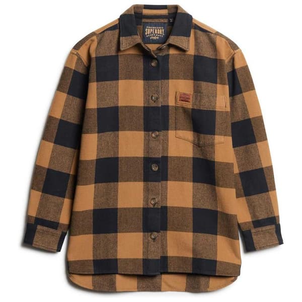 Superdry Långärmad Tröja Check Brun S Kvinna