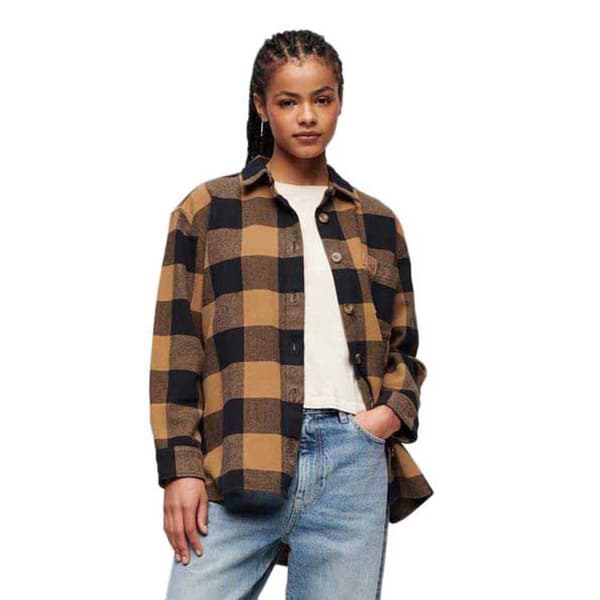 Superdry Långärmad Tröja Check Brun S Kvinna