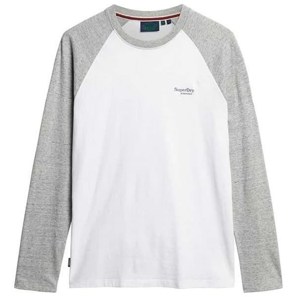 Superdry Långärmad T-shirt Essential Baseball Vit XL Man